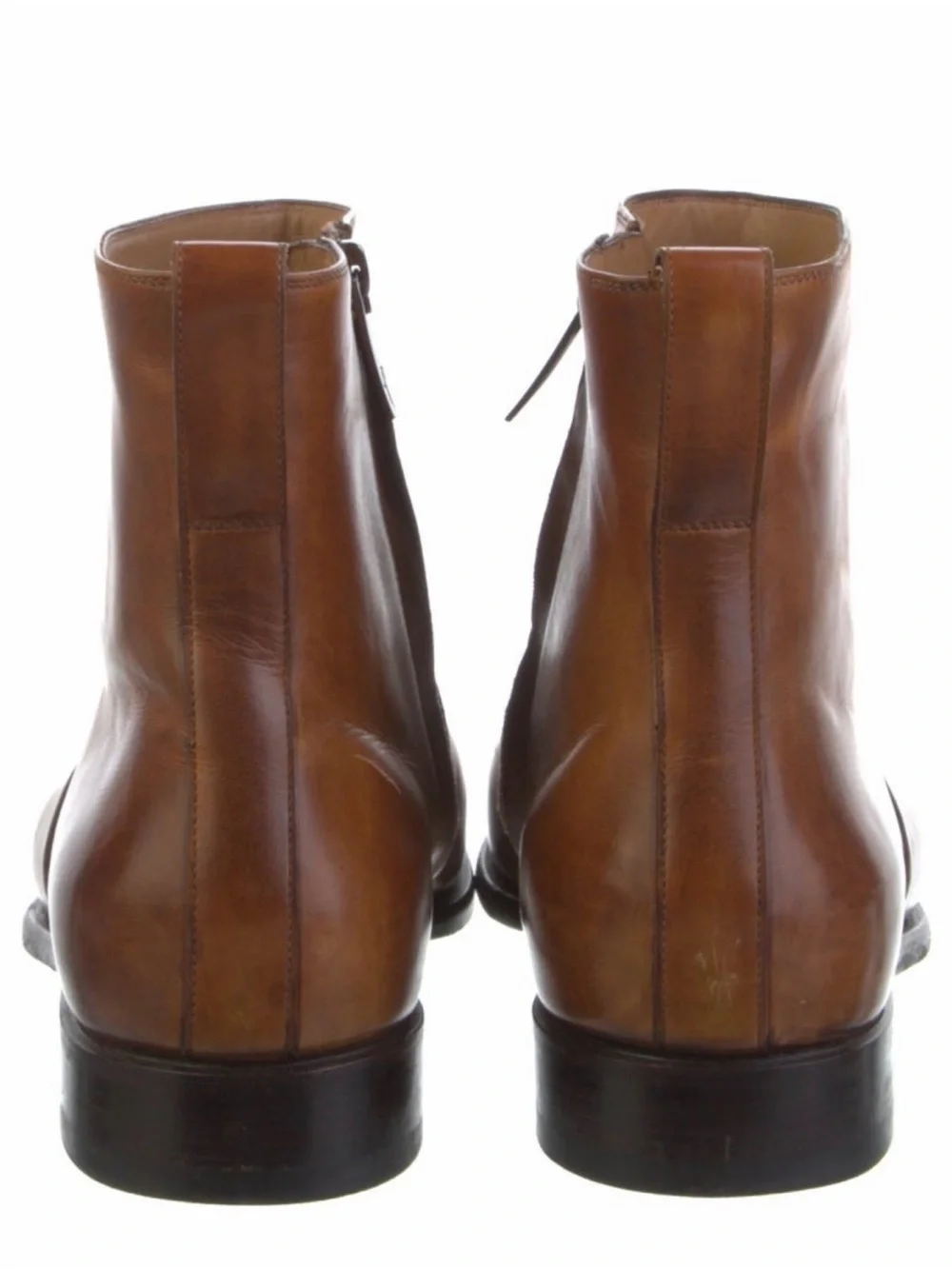 Salvatore Ferragamo Tramezza Men's Tan Leather Zip Ankle Boots